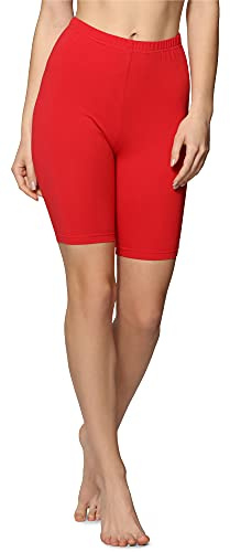 Bellivalini Damen Kurze Leggings aus Baumwolle BLV50-157 (Rot, M)