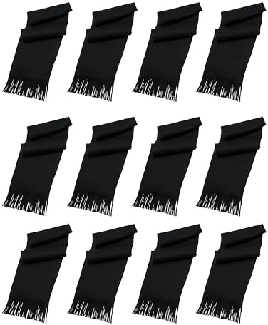 12 Pack Fleece Winter Scarves, Warm Winter Scarf Multi-color Bulk Wholesale, Unisex Men Women