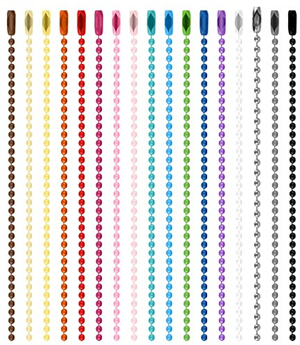 100 Stück Kugelkette Bunte Metall Hängekette 2,4 mm mit Verschluss Kugelkette Passende für Schlüsselanhänger Tag Schnalle Hängende Ornamente