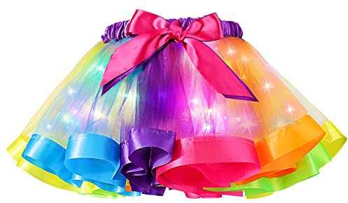 Hifot Mädchen Tutu Rock LED, Leuchtend Tüllrock Kinder Ballettrock Pailletten Led Lichter Kleid Tutu für kleine Mädchen, Prinzessin Tanzrock Tanzkleid Partykleid