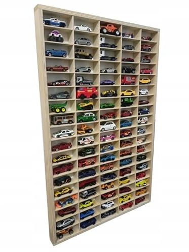Generisch Scaffale in legno per auto giocattolo 92 scomparti per auto giocattolo organizzazione collezione bambini