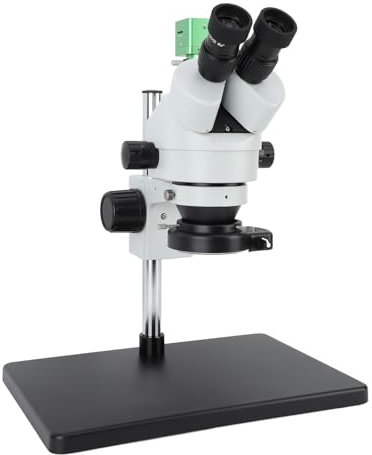 Trinokulares Stereo-Zoom-Mikroskop, 4K 41MP 1080P USB Trinokulares Stereomikroskop Drehbar Trinokulares Mikroskop mit Stand-LED-Licht, 7- Bis 45-fache Vergrößerung (EU-Stecker)