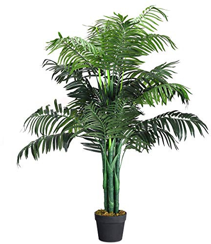 COSTWAY Plantas Artificiales Decorativas, Palmera Artificial Exuberante con Maceta y 28 Ramas, Decoracion Ideal Hogar para Oficina Hogar Decoración Interior