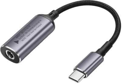 SinLoon Cable PD DC5521 de 140 W a USB C CC de 5,5 mm x 2,1 mm, entrada hembra a tipo C, cable de carga macho con chip de identificación automática PD, para teléfonos, tabletas, portátiles (DC5521)