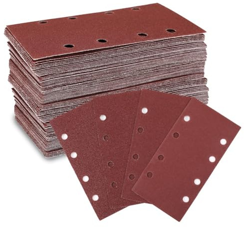 Peowuieu Set di Fogli Abrasivi da 100 Pezzi, Carta Vetrata Adesiva In Nylon, Grana 40/60/80/120, 8 Fori, Accessori per Levigatrice Multifunzione, Levigatrice Orbitale