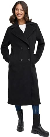Navahoo Damen lange Übergangsjacke Mantel in Woll-Optik mit Reverskragen Sternlein 14 Black Gr. XL
