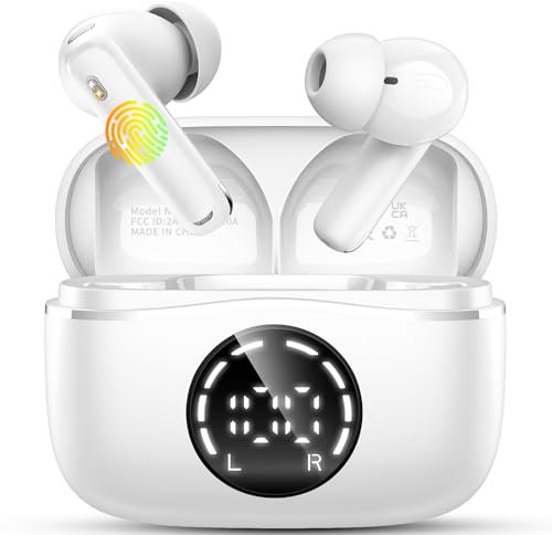 chalvh Ecouteurs Bluetooth sans Fil, Écouteurs Bluetooth 5.4, Oreillette sans Fil avec Microphones HD, 48H Durée Lecture Casque ENC Réduction de Brui, HiFi Son Stéréo, Contrôle Tactile