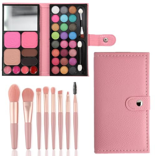 Schminksets für Mädchen, 33 Farben waschbarer Kinder Schminkset, Kinderkosmetik mit 8 abwaschbaren Pinseln, Kosmetik Spielzeug Geschenk Kinder für Bühne, Halloween, Party, Geburtstag