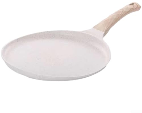 Sartén antiadherente para huevos de aleación de aluminio, calentamiento rápido, sartén para tortitas Maifanshi para gas para crepes, filetes, desayuno, huevos para freír (blanco, 20 cm)