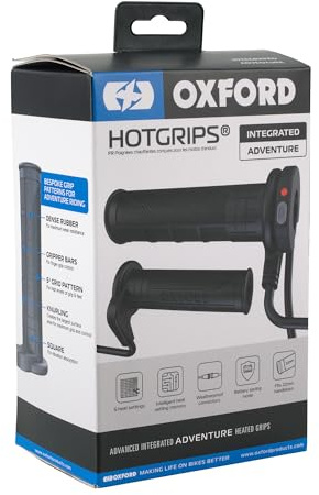 Oxford HotGrips EL397 Advanced Integrated Adventure | Manopole riscaldate per manubrio per temperature fredde invernali moto moto equitazione