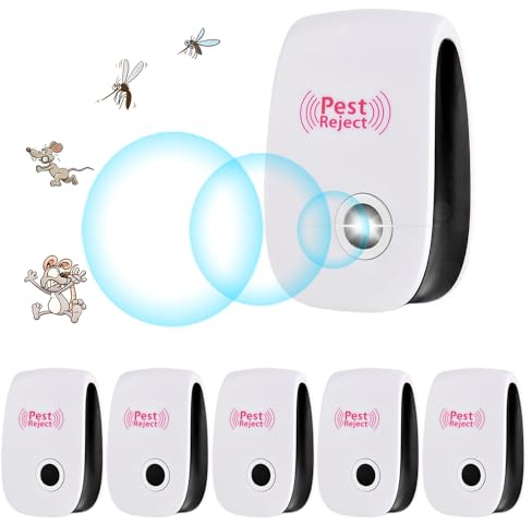 LYPPUL Repelente de plagas ultrasónico, 6 piezas electrónicas de protección contra insectos y mosquitos para interiores, repelente de plagas para mosquitos, ratones, arañas, moscas, cucarachas y