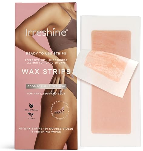 Wax Strips Hair Removal for Women: Natural Home & Travel Brazilian Body Waxing Strip for Bikini Armpit Leg - Vegan & Sensitive Skin Friendly, 40 Ct With Wipes