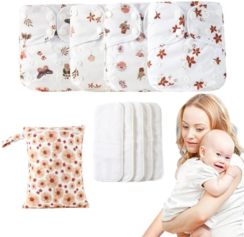Blöjor för – Tvättbara tyg babyblöjor Polyester | Babys blöjor Återanvändbar justerbar storlek | Mjuk miljövänlig tygblöja för nyfödda och spädbarn dagligen