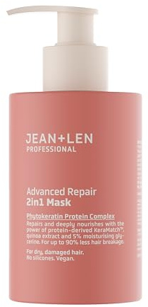 Jean & Len 2in1 Mask Professional Advanced Repair, vegan, 200 ml | Reparerande hårmask för torrt & skadat hår, närer intensivt, för mindre hårbrott, som Rinse-Off & Leave-In