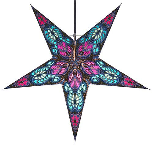 GURU SHOP Faltbarer Advents Leucht Papierstern, Weihnachtsstern 60 cm - Menor Blau/lila