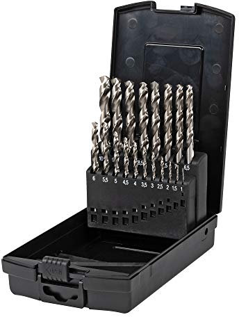 STIER Spiralbohrer Set HSS-G, 19-teilig, Metallbohrer Satz, Stahlbohrer Satz, alle gängigen Größen, Anwendungsbereiche Stahl & Nichteisenmetalle, Spiralnut mit Oxidbeschichtung für rasche Spanabfuhr