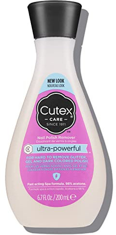 Cutex Powerful Rimuovi Smalto Professionale Unghie Nail Remover Solvente Forte Con 98% Di Acetone, Per Smalti In Gel, Glitter E Colore Scuro, Azione Rapida, 200 Millilitro