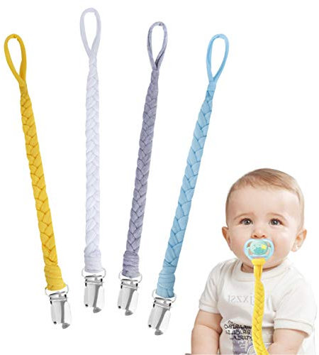 Schnullerkette Baumwolle Schnullerband Baby Schnullerketten für Neugeboren Mädchen und Jungs Lätzchen Dreieckstuch Sauger Schnuller 4 Stücke #8