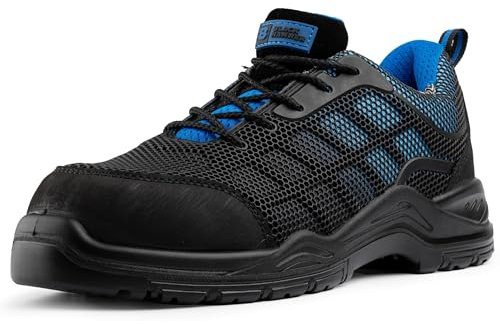 BLACK HAMMER Sicherheitsschuhe Herren Wasserdicht Ultraleichte Verbundwerkstoff Metallfrei Zehenkappe Kevlar Mittelsohle Arbeitsschuhe Knöchel Wanderer S3 SRC 8007 (46 EU, Blau)