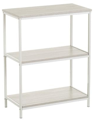 LOLAhome - Estantería Urban Industrial de Metal Blanco con 3 estantes símil Madera de 60x30x76 cm. CREA Espacios Bien organizados en salón, Oficina o Dormitorio con diseño Muy versátil.