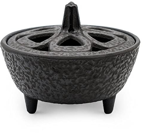 Zen Minded Cast Iron Lotus Flower Incense Burner with Lid – Versatile Holder for Sticks, Cones, Resins, Wax Melts, and Charcoal – Traditional Japanese Zen Décor for Aromatherapy and Mindfulness