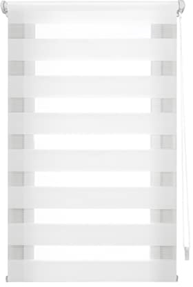 Blindecor Indus Store Jour Nuit sans percage | Couleur Blanc 130 x 220 cm (L x H) | Taille du Tissu 127 x 215 cm | Store enroleur Fixation avec ou sans perçage