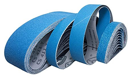 Klingspor Schleifband CS411Y Zirkonkorund – 40 x 618 mm – Körnung P120 – 30 Stück – für Metall Edelstahl – hochreißfeste Gewebeunterlage – wasserfest – Profi-Schleifbänder für Rohrbandschleifer