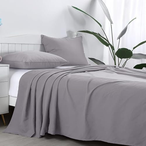 AR Ware Flat Sheets Double 100% Egyptian Cotton 300 TC- Breathable and Fade Resistant - Non Iron Hotel Quality Flat Bed Sheet (230 x 255cm, Grey)