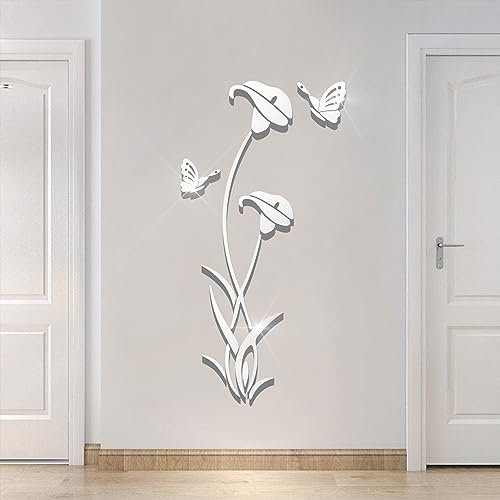 HNVNER Wandtattoo Blume 3D DIY Spiegel Wandaufkleber für Wohnzimmer Wandsticker für Schlafzimmer Wanddeko für Sofa Hintergrund TV Wand Hintergrund(59 x 31 in)