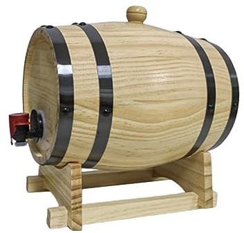 Tonneau à Vin en Bois de Chêne Vieillissement Baril avec Support, Baril Distributeur Tonneau de Vin Whisky 1L/1,5L/3L pour Bière, Vin, Boisson, 1l