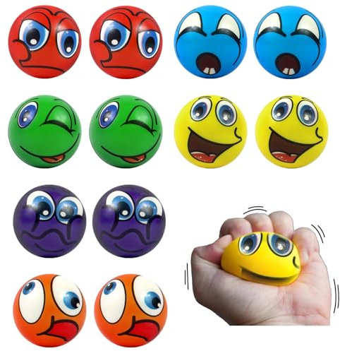 VOCDEMERI Stressball 12 Stück Antistressball für Kinder Erwachsene Anti Stress Spielzeug Bälle Gastgeschenke für Kindergeburtstag Stressball Spielzeug（6cm/2.36inch）
