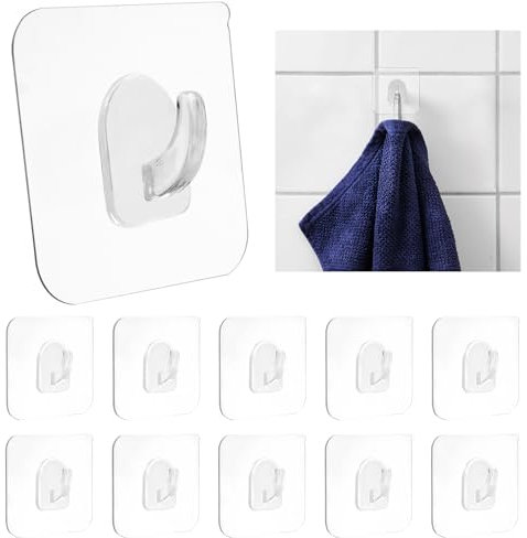 Brelet 40 Pièces Crochet Adhesif Mural en PVC 6 * 6cm Crochets Adhesifs Muraux Transparents Crochet Plastique Autocollant Crochet Adhésif Salle de Bain Cuisine Sans Percer Max 5 kg