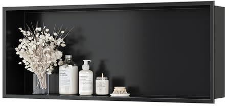 Neodrain 304 Stainless Steel Shower Niche Wall Insert 75x30cm, Black | Shower Shelf Storage Organizer for Bathroom Renovation