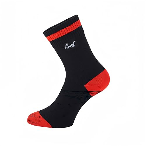 Waterproof Breathable Socks for Men and Women Unisex Running Cycling Hiking Walking Golf Warm Windproof Moisture Control Comfortable Durable . (UK, Numeric, 6, 8, Regular, Short, Black - Red)