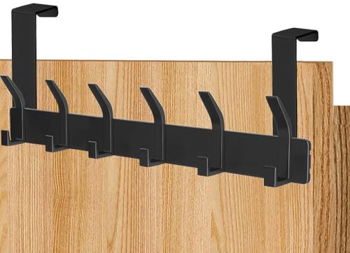 AUXHCYL Appendiabiti da Porta, Attaccapanni da Porta per Salvaspazio, Appendino con 6 Ganci ad Anta, Appendiabiti per Cappotti e Vestiti (Nero)