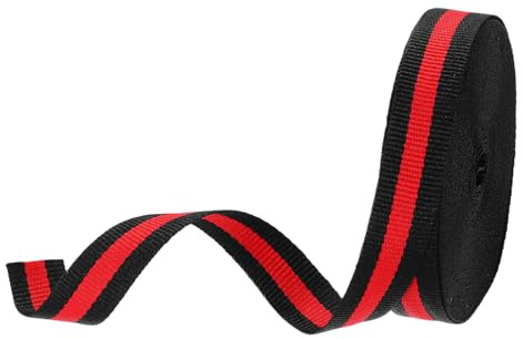 PATIKIL Cinta de Grosgrain Rayada Negro Rojo 5/8, 10 Yardas, Tela de Poliéster, Diseño Doble Cara para Moños, Empaque de Regalos, Manualidades DIY, Decoraciones Navideñas