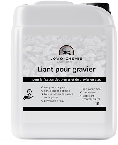 Liant pour gravier extérieur 10L – Stabilisateur de gravier & colle cailloux pour allées, terrasses et jardins | Fixateur drainant anti-déplacement pour gravier, pierre et galet décoratif.