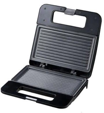 KICHOUSE Macchina Per Sandwich Elettrica Mini Antiaderente Tostapane Macchina Per Colazione Barbecue Padella Per Bistecche Forno Per Friggere Nero Con Indicatore Controllo Temperatura