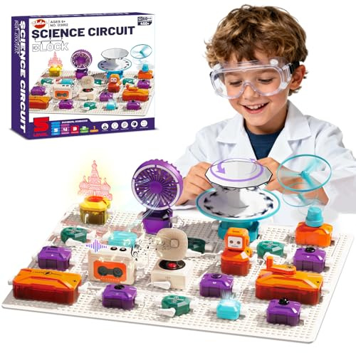 VATOS Science Circuit for Kids Ages 6-12, 68PCS Electronics Building Kit with 450+ STEM Projects, Rotational Imaging, Sound Recording & Playback, Dual Power STEM Educational Toys for Boys Girls