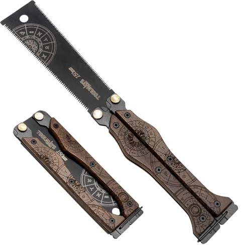 TOOLMAYS Scie Japonaise Pliable, 150mm Scie Pliante Avec Lame SK5, Double Tranchant De 13/15 TPI, scie à Traction Pliable Japonaise Pour Le Bricolage Et Le Bois