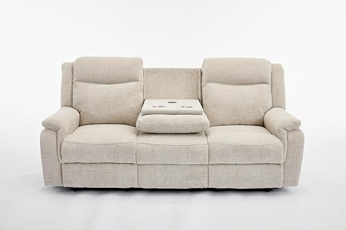 Siyara Fabric Electric Recliners Sofa With Cupholders - 3+2 Seater Sofa Cooling Cup-Holders/Bluetooth Speakers/Wireless Charging/Type-C Ports/USB Charging Ports/Storage (Beige, 3 Seater)