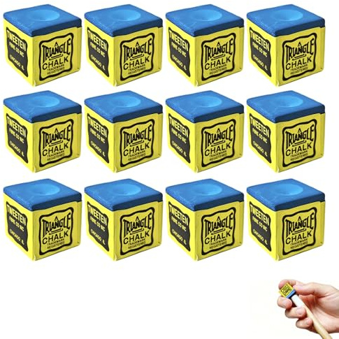 GifBasg Juego Completo de 12 tizas de Billar Premium en Color Azul para Jugadores avanzados y Principiantes, máxima Durabilidad y precisión en Cada Partida de Billar o Snooker