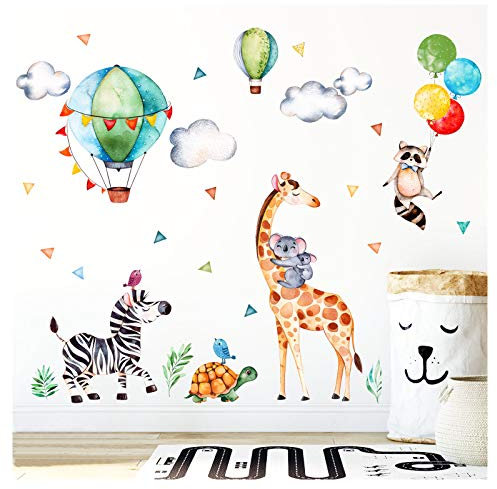 Little Deco Wandaufkleber Safariparty I Wandbild L - 134 x 90 cm (BxH) I Giraffe Zebra Wandtattoo Mädchen Kinderzimmer Aufkleber Junge Deko Sticker Babyzimmer DL313