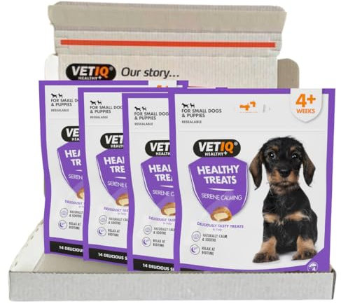 VETIQ Healthy Treats Serene Calming For Small Dogs & Puppies, Tasty Treats to Help Naturally Calm, Soothe & Relax Dogs at Bedtime, 50 g (Pack of 4)