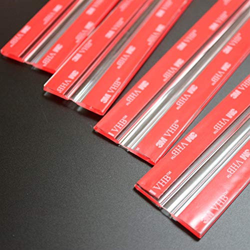 Caterpillar Red 4x 300 mm Flex-Scharniere mit niedrigem Profil - Kein Klebstoff erforderlich, Selbstklebend. Transparente, durchgehende Klavierscharniere aus Acryl