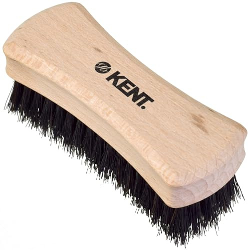 Kent BRD6 Small Travel Men's Beard and Mustache Brush, Natural Boar Bristle for Flawless Shaping and Grooming. Ergonomic Grip Wood Handle. Dry or Wet Beard, Distributes Oils and Balms. Made in England