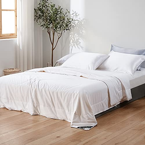 Mommesilk Silk Comforter Full Summer Lightweight Pure Natural Silk Duvet Insert Cotton Cover Quilt White 76x87, Net Net Filling Weight 0.5kg