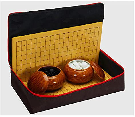 QIFFIY Go Game Set 46 * 44 cm, Faltbares Holz Go Board und Aufbewahrungsrucksack, Brettspiel Puzzle Familienspiel Geeignet für 2 Spieler