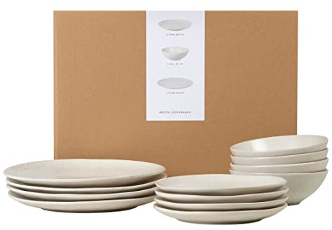 Broste Copenhagen Nordic Vanilla 80019750 12-Piece Stoneware Tableware Set Vanilla