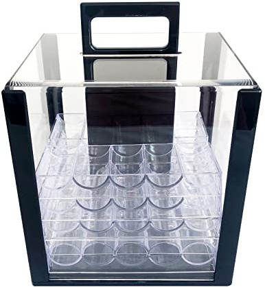 Yuanhe Deluxe Acrylic Poker Chip Case - 1000 Chips Capacity, 10 Chip Racks/Trays